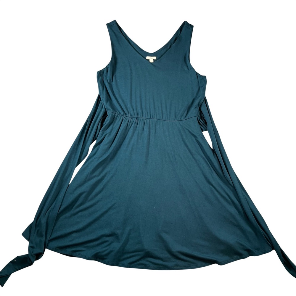 Soma Knot Front Dress SD Sleeveless Dark Harbour Teal Blue Green Medium NWT